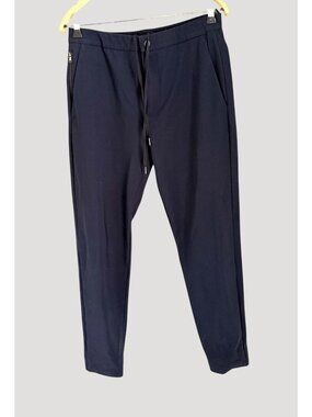 Theory Navy Blue Jogger Pants Small With Elastic Cuffs & Zipper Pockets